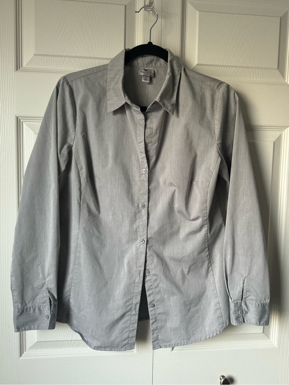 Gray button down shirt